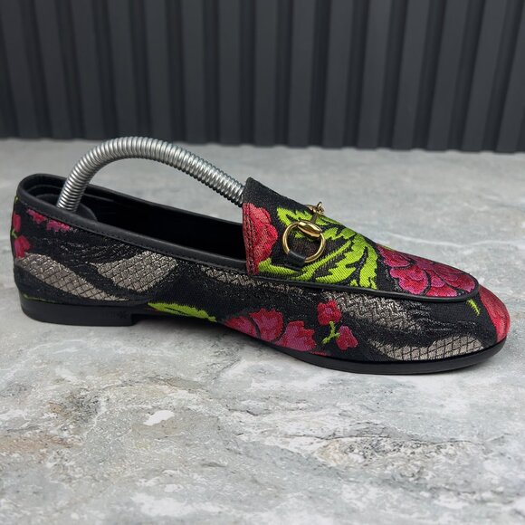 GUCCI Horsebit Jordaan Loafer Flower Multicolor Lurex Fabric 6.5 US or 36.5 EUR - Picture 8 of 13